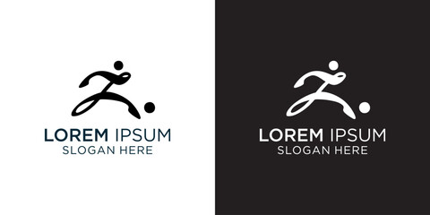 Dynamic abstract soccer player logo design for sports brands, athletic clubs, and energetic fitness campaigns seeking a modern, minimalist edge for brand identity