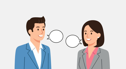 Two business professionals engaged in a lively conversation, sharing ideas and collaborating