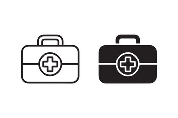 firstaidkit medical first aid kit icon set filled and outline vector