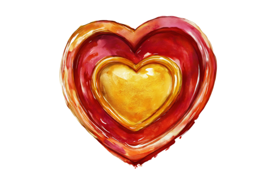 Romantic Watercolor Wax Seal with Heart on Transparent Background - Powered by Adobe