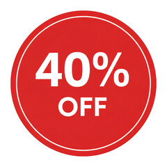 40 percent off red circular sale label