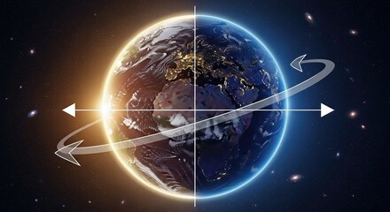 Earth rotation motion: planetary spin, axial movement, celestial dynamic, orbital rhythm, cosmic balance, astronomical cycle, universal flow, geophysical change, natural timing, global harmony,