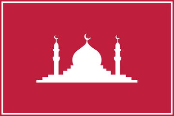 mosque white silhouette with dome and minarets crescent symbol vector