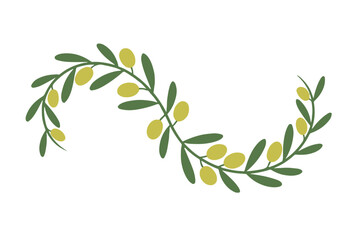 olive laurel style curved branches peace symbol botanical vector design