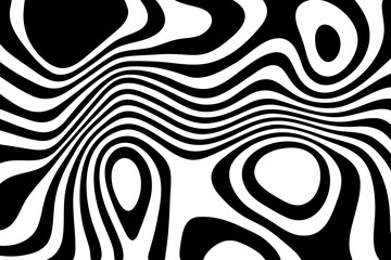 Abstract wave vector background. Stylized black White illusion. Modern graphic line art. eps 10