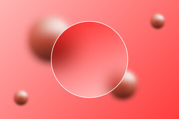 Geometric abstraction with soft red spheres and a circular frame. Eps 10