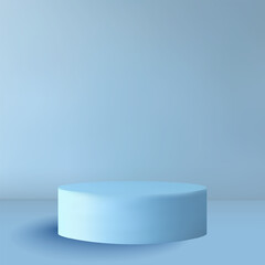 A modern 3D podium in soft blue tones for product presentation. Eps 10
