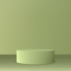 MoModern cylindrical stand for presentation on a light-green studio backdrop. Eps 10