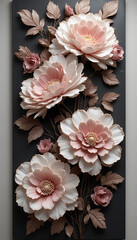 Elegant Pink and White Floral BasRelief Art.