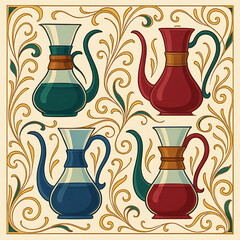 Elegant PourOver Coffee Makers with Floral Ornaments.