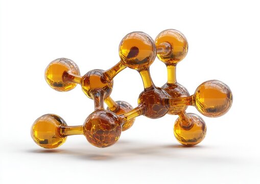 Amber molecular model with spheres and connecting rods