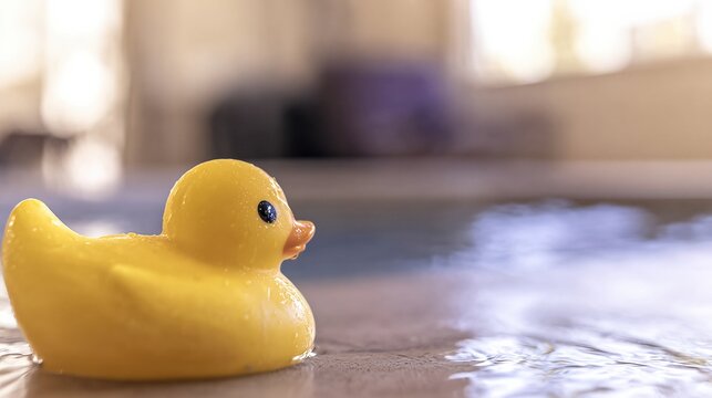 Celebrate National Rubber Ducky Day With a Cheerful Yellow Duck in a Sunny Pool Setting - Powered by Adobe