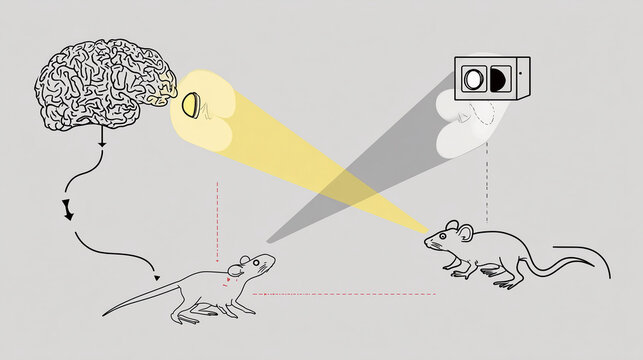 A diagram illustrating fear conditioning, where the amygdala associates a neutral stimulus with a fear response.
