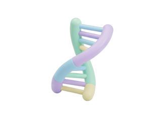 3D DNA Molecule Model In Pastel Colors With A Transparent Background Ideal For Science And Medical Illustrations