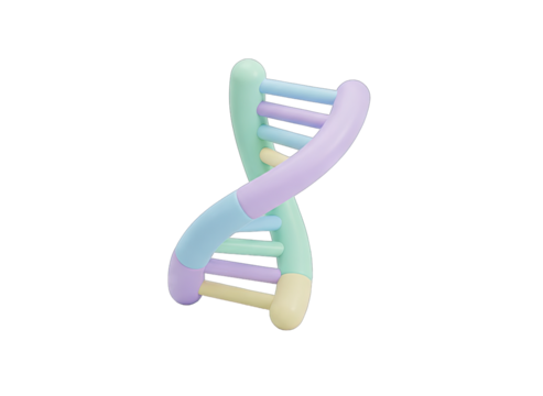 3D DNA Molecule Model In Pastel Colors With A Transparent Background Ideal For Science And Medical Illustrations