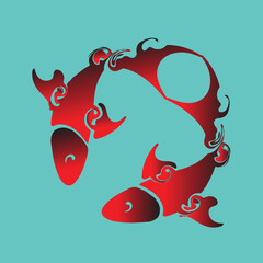 red fish on a white background