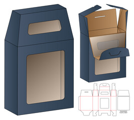 Packaging Box Dieline Vector with Dual Transparent Windows and Foldable Template