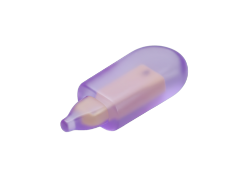 3D Rendered Soft Plastic Correction Tape Dispenser With Pastel Purple Translucent Casing And Beige Inner Mechanism On Transparent Background Clean Design