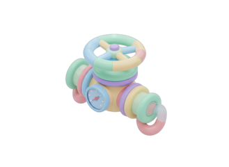 3D Soft Plastic Valve Icon in Pastel Colors with Gauge and Transparent Background Minimalist Design