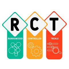 RCT – Randomised Controlled Trials acronym. business concept background. vector illustration concept with keywords and icons. lettering illustration with icons for web banner, flyer, landing
