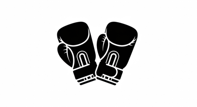 Pair of Black and White Boxing Gloves on a Transparent Background