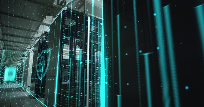 Modern data technology center server, internet of things, data flow, internet traffic digitization animated visualization concept. - Powered by Adobe