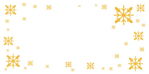 White background with yellow snowflake border design, evenly spaced around the edges. Ideal for festive greeting cards, winter invitations, seasonal frames, and holiday-themed layouts.