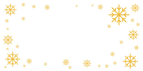 White background with yellow snowflake border design, evenly spaced around the edges. Ideal for festive greeting cards, winter invitations, seasonal frames, and holiday-themed layouts.