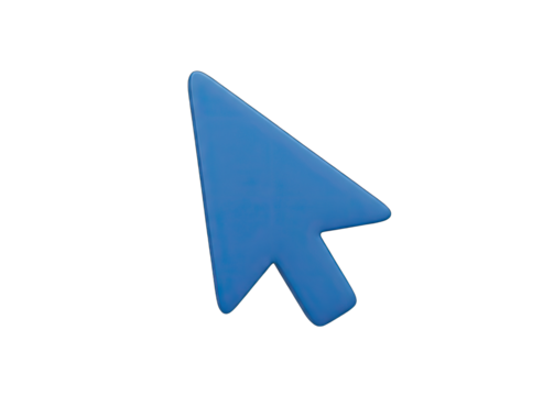 Bright Blue Cursor Arrow Icon Isolated on a Solid Black Background With Realistic 3D Rendered Effect and Subtle Shadow