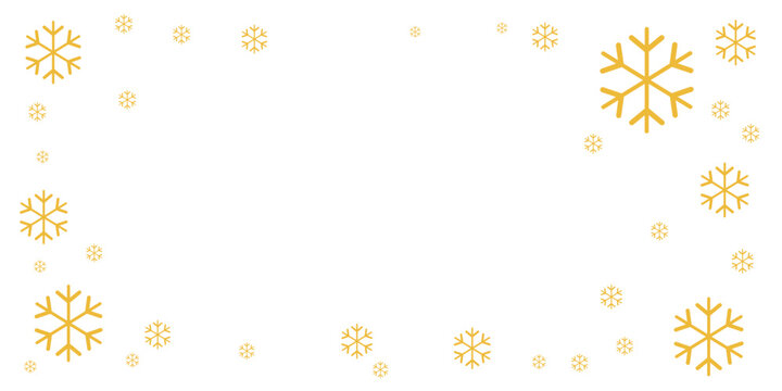White background with yellow snowflake border design, evenly spaced around the edges. Ideal for festive greeting cards, winter invitations, seasonal frames, and holiday-themed layouts.