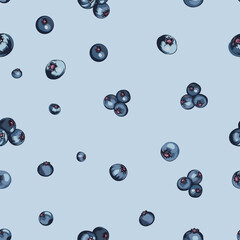 Blueberry vector seamless pattern illustration juicy blueberries