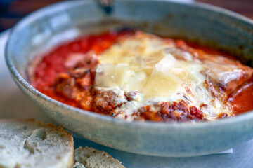  Traditional lasagna in the restaurant        
