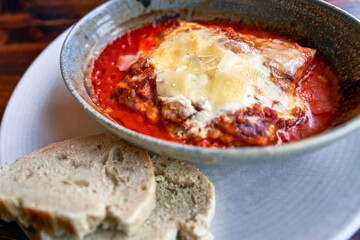  Traditional lasagna in the restaurant        
