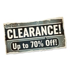 Clearance sale up to 70 percent off sign  
