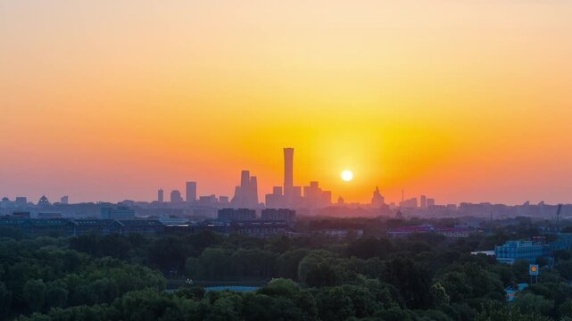 Time-lapse photography in the central business district of Beijing