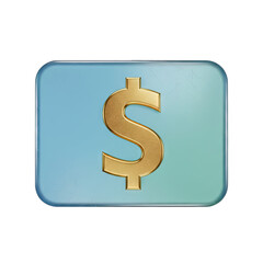 Obraz premium Golden Dollar Sign Icon On Frosted Blue Background With Subtle Texture And Lighting