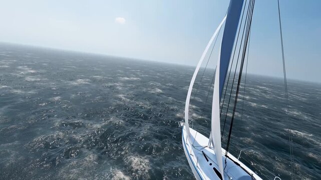 Sailing boat sailing in the sea