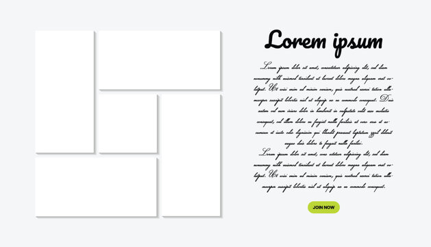 Photo collage in bento grid format with 1:1 aspect ratio complete with shadow effect and text placement