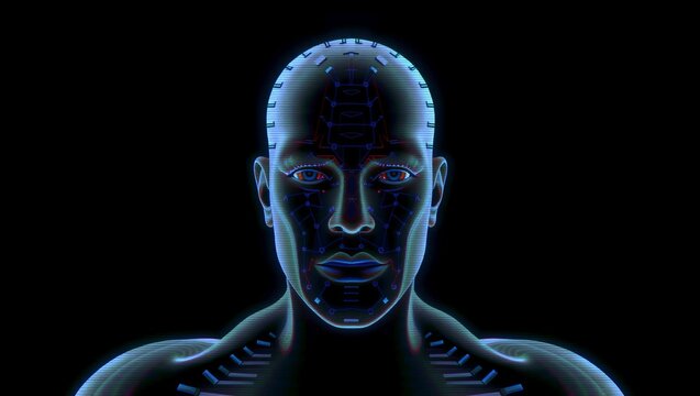 Futuristic Humanoid With Glowing Circuitry