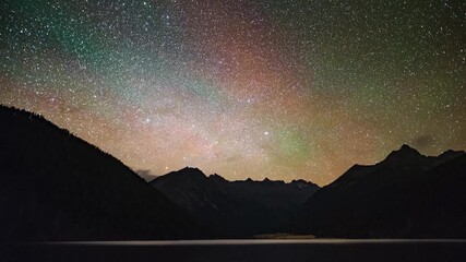 Beautiful time-lapse starry sky, mountain starry sky time-lapse photography - Powered by Adobe