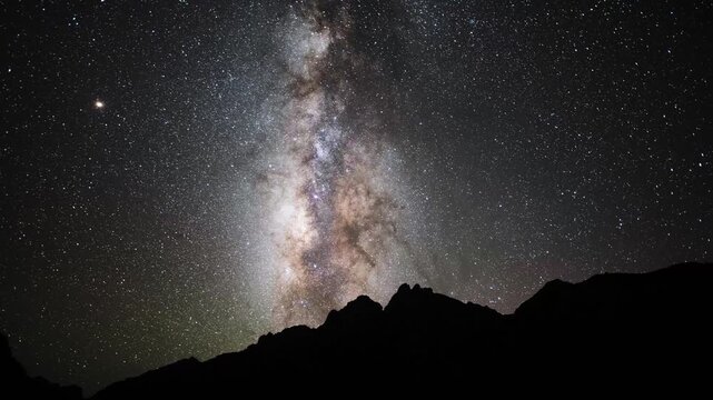 Beautiful time-lapse starry sky, mountain starry sky time-lapse photography