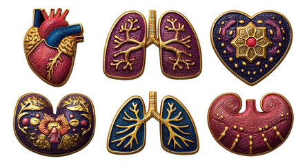Naklejka premium Artistic representation of human organs with vibrant colors and intricate details