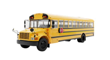 Yellow school bus illustration with transparent background for educational transport