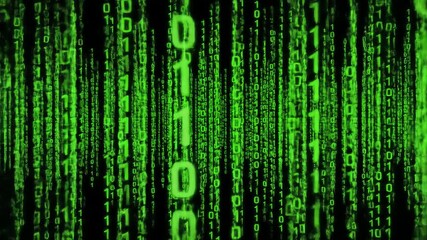 Abstract digital background with green binary code flowing down representing data technology programming and the internet in a futuristic and dynamic visual. - Powered by Adobe