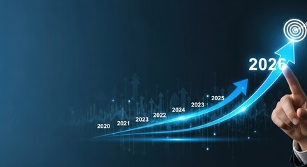 Global business market concept for 2025–2026 with profit growth analytics, education-based finance trends, and sustainable performance forecasting insights.