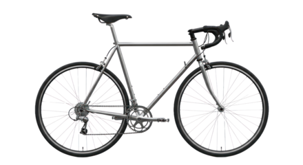 Road bicycle silhouette with detailed components isolated against transparent background