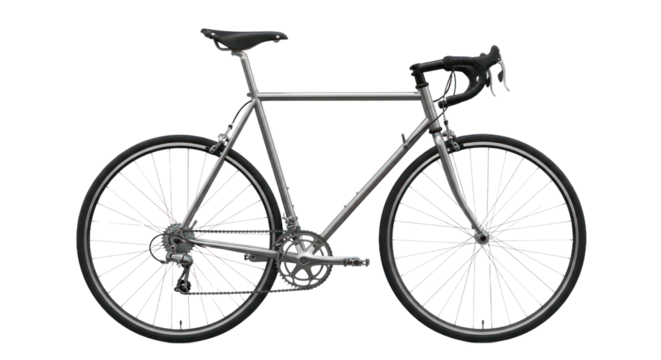 Road bicycle silhouette with detailed components isolated against transparent background