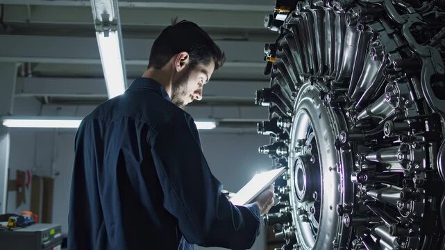 In this informative video, a technician carefully inspects an aircraft engine. The focus on precision and maintenance highlights the vital role of engineers in ensuring aviation safety and efficiency.
