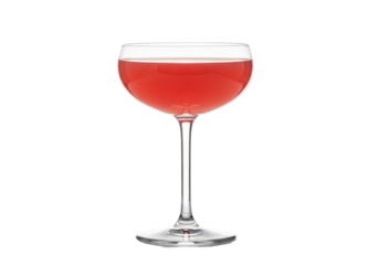 Vibrant red cocktail served in an elegant coupe glass, perfect for celebrations