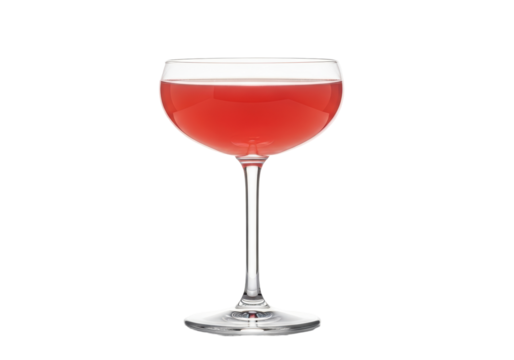 Vibrant red cocktail served in an elegant coupe glass, perfect for celebrations